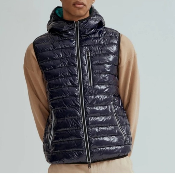 Noize NWT Gavyn Shiny‎ Navy Blue Puffer Vest with Contrast Men's XL - Picture 2 of 5